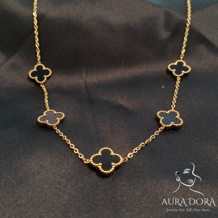 Luxury Double Sided Four Leaf Clover Stainless Steel Necklace
