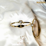 18K Gold Plated Stainless Steel Fashion Jewelry Oval Single Stone Heart Shape Cz Bracelet Bangles for Women - Image 2