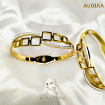 ANIID Cubic Zirconia Charm Stainless Steel Bangles Bracelets for Women - Image 2