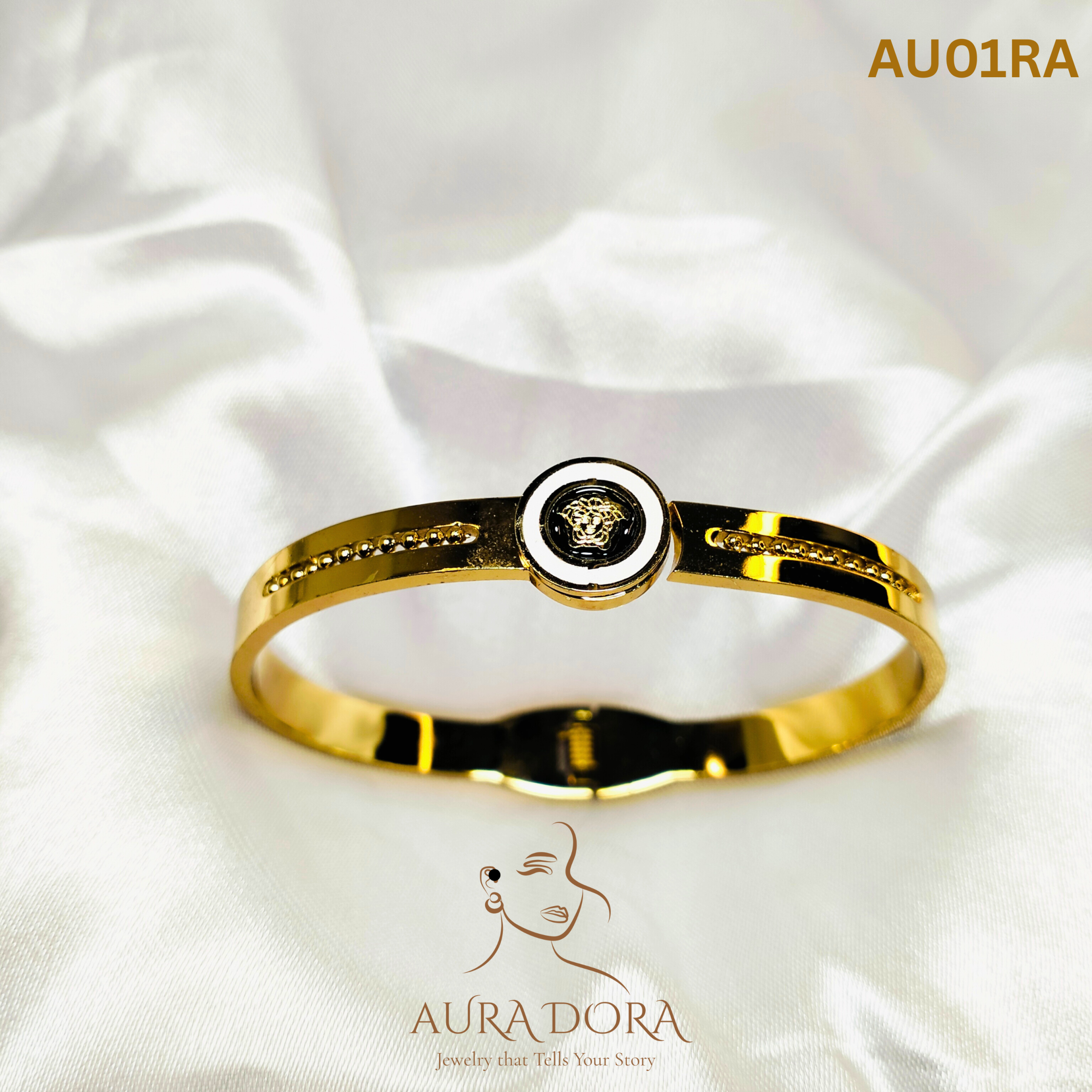 105 Mini Lion Head Stainless Steel Kira Cuff Bracelet Bangle for Women Gold Plated Smooth Women's Bracelets on Hand - Image 1