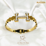 H Letter Diamond Titanium Steel Bracelet Popular Spring Bracelet 18K Gold Plated Stainless Steel