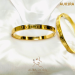 Big Size Men Women Stainless Steel Gold Color Open Bangle Roman Numeral Lover Cuff Bracelet - Image 2