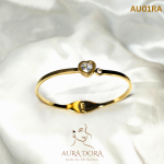 18K Gold Plated Stainless Steel Fashion Jewelry Oval Single Stone Heart Shape Cz Bracelet Bangles for Women