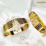 Luxury 22K Gold-Plated Greek Key Design Bracelet with Sparkling Zircon - Image 2