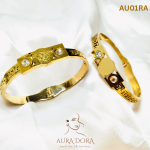 18K Gold Plated Women's Designer Bangle - Trendy Stainless Steel - Image 2