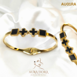 Luxury Women's Trendy 18K Gold-Plated Stainless Steel Bracelet Colorful Leaf Fashion Jewelry Bangle - Image 2