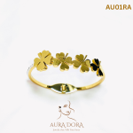 Gold Plated Tarnish Free Waterproof Flower Petal Cuff Bracelet Bangle Stainless Steel Jewelry