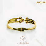 Women's Metal Round Ball Stainless Steel Spring Bracelet 18K Gold Simple French Titanium Steel Bangles