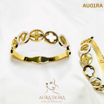 Simple and Fashionable Women's Electroplated Gold High-end Jewelry, Four-leaf Clover Stainless Steel Bracelet - Image 2