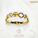 Simple and Fashionable Women's Electroplated Gold High-end Jewelry, Four-leaf Clover Stainless Steel Bracelet