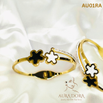 Luxury four-leaf clover, black and white double shell spring stainless steel bracelet bracelet women's cuff bracelet jewelry - Image 2