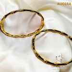 Stainless Steel Gold bamboo bangle bracelets - Image 3