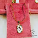 Stainless Steel 18K Gold Plated Plated Irregular Enamel Rose Flower Pendant Necklace for Women Fashion Jewelry