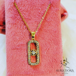 18K Gold Necklace Triple Diamond Sliding Pendant Necklace