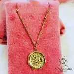 18K Gold Plated Stainless Steel Romantic Sweet Casting Sakura Necklace Cherry Blossoms Flower Coin Necklaces For Woman