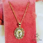 Go Party 18K Gold Plated Stainless Steel Jewelry Rose Flower Pendant Necklace for Women Inlaid Pearl Round Coin Signet Necklaces - Image 2