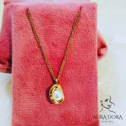 Gold Color Peanut Pearl Pendants Stainless Steel Necklace for Women Korean New Fashion Jewelry Collarbone Chain Gifts for Woman