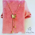 18K Gold Plated butterfly Necklace for Women Fashion Pendant Jewelry Stylish Stainless Steel Necklace