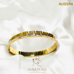 Fashion Women's Diamond-encrusted Hollow-out Great Wall Pattern Stainless Steel Bracelet