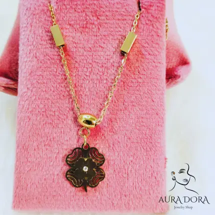 Stainless Steel Shell Four Leaf Clover Letter Necklace for Women