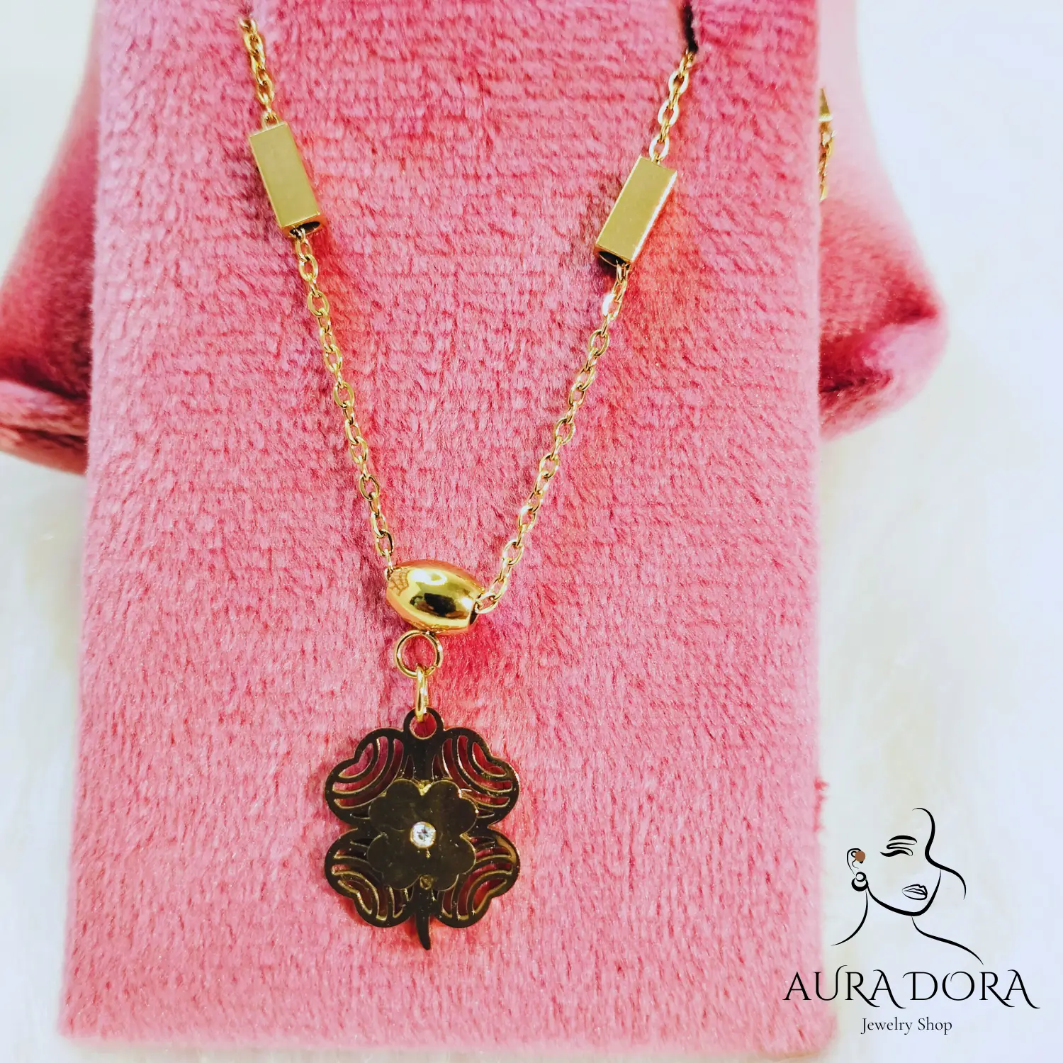 35 Stainless Steel Shell Four Leaf Clover Letter Necklace for Women - Image 1