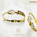 Water drop spring buckle zircon 18K gold-plated stainless steel opening bangle, light luxury - Image 2