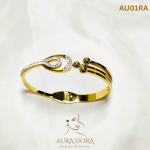 Water drop spring buckle zircon 18K gold-plated stainless steel opening bangle, light luxury