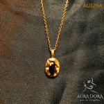 Minimalist Ladies Girls Daily Golden Necklace Small Oval Black Cubic Zirconia Pendant Necklace Jewelry Gift For Women - Image 2