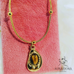 Stainless Steel Cashew Drop Inlaid Natural Tiger Stone Pendant Necklace Rust Proof 18K PVD Plated Chain Neck Jewelry - Image 2