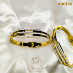 Freetry Luxury Stainless Steel Inlaid Rhinestone Cuff Bangles for Women Geometric Layered Wide Bracelets Trendy Jewelry Gifts - Image 2