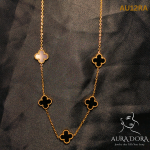 Luxury Double Sided Four Leaf Clover Black Clover Necklace Meaning - Image 3