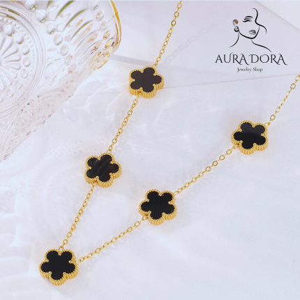 Luxury Double Sided Four Leaf Clover Black Clover Necklace Meaning