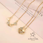 Lucky Heart Charm Diamond Necklace Four Leaf Clover Titanium Steel Necklace Women Choker Necklace Fine Jewelry